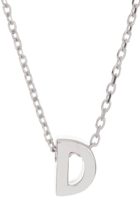 White Rhodium Plated Initial Pendant Necklace