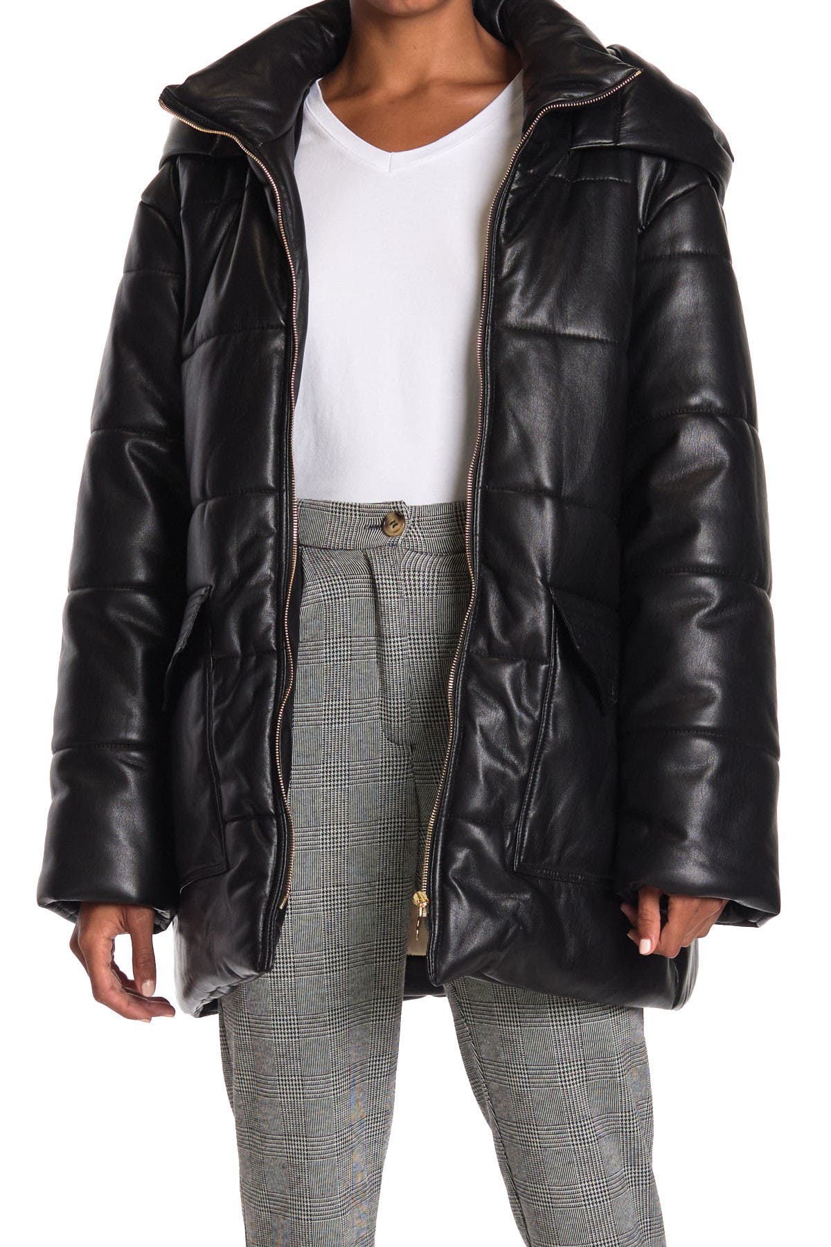 nanushka vegan leather puffer jacket