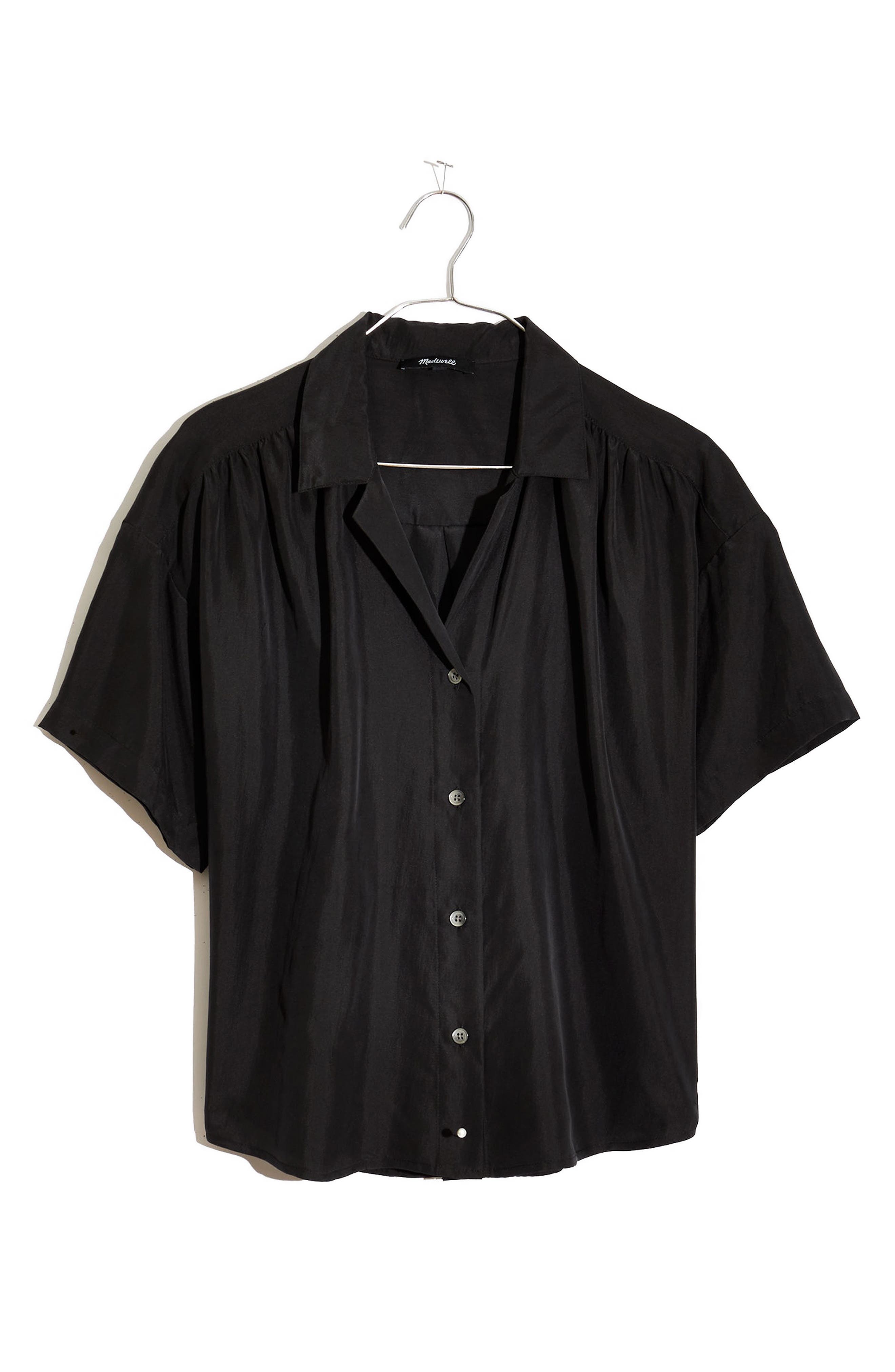 black silk camp shirt