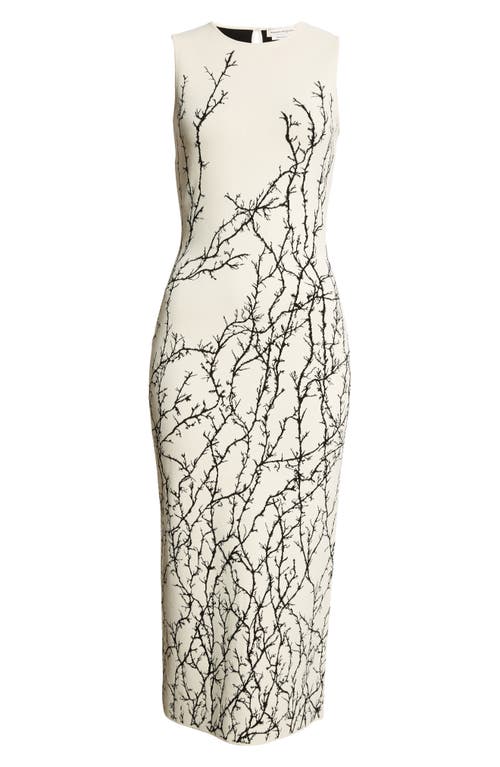 Shop Alexander Mcqueen Thorn Jacquard Knit Midi Dress In Ivory/black