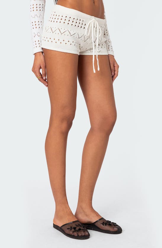 Shop Edikted Betsy Drawstring Knit Cover-up Shorts In White