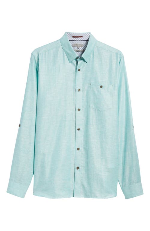 Shop Ted Baker London Laavno Extra Slim Fit Linen Blend Sport Shirt In Teal