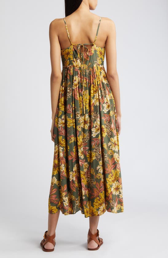 Shop Treasure & Bond Floral Midi Dress In Olive Kalamata Amelia Floral