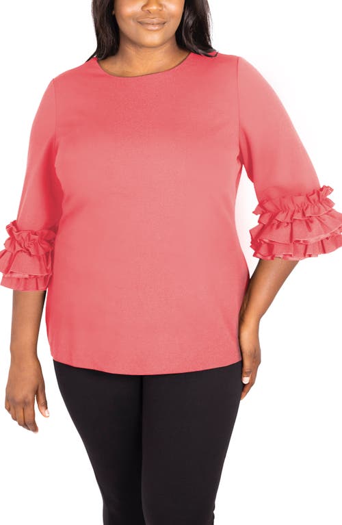Marée Pour Toi Ruffle Sleeve Knit Top in Coral