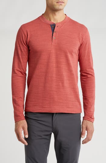 Shop Vintage 1946 Slub Jersey Knit Long Sleeve Henley In Spice Heather