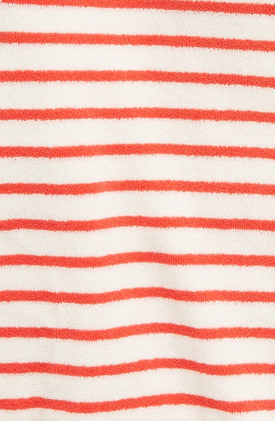 Shop Mini Boden Kids' French Terry Zip Hoodie In Vanilla Pod/ Jam Red Stripe