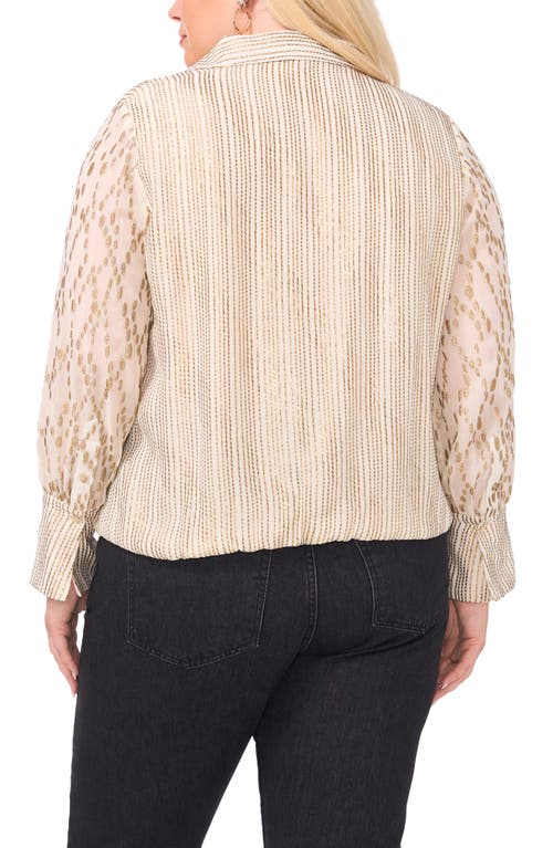 Shop Vince Camuto Mixed Metallic Print Top In Soft Cream