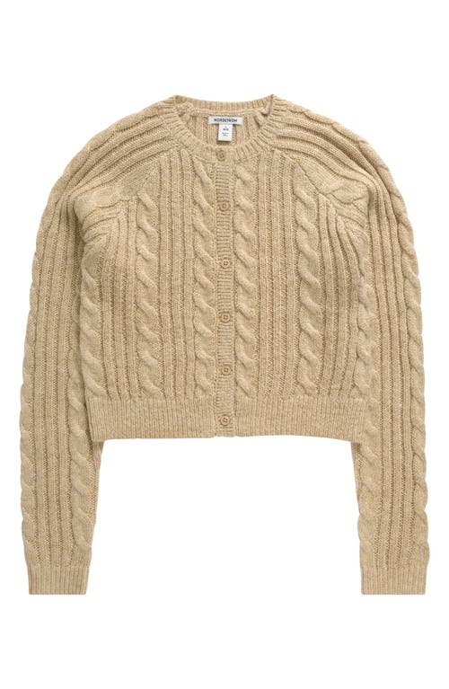 Shop Nordstrom Kids' Sparkle Cable Cardigan In Beige Oatmeal Light Heather