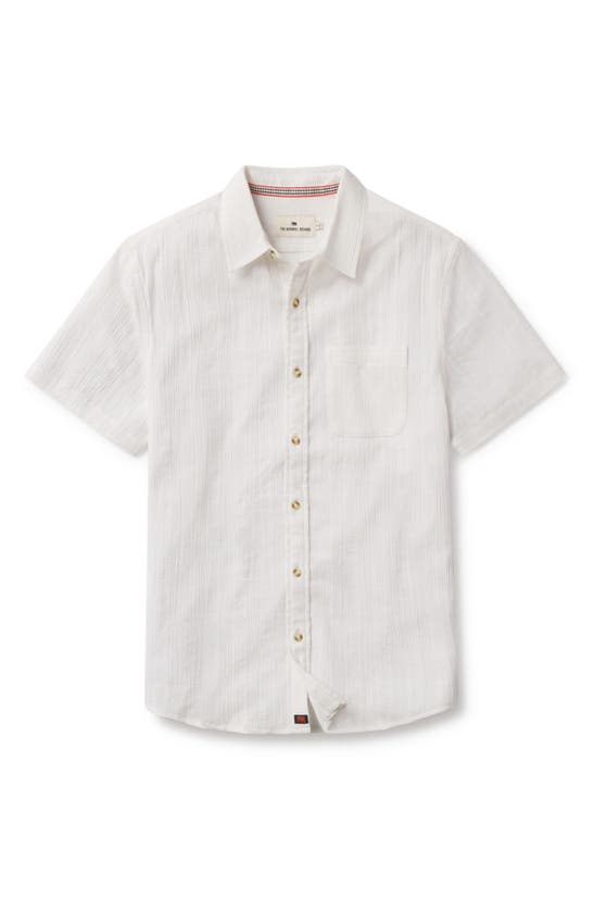 The Normal Brand Freshwater Short Sleeve Button-up Shirt In Ivory Crinkle Dobby