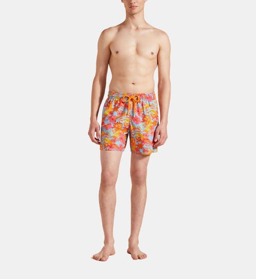 Shop Vilebrequin Tahiti Flowers Swim Trunks In Santorin