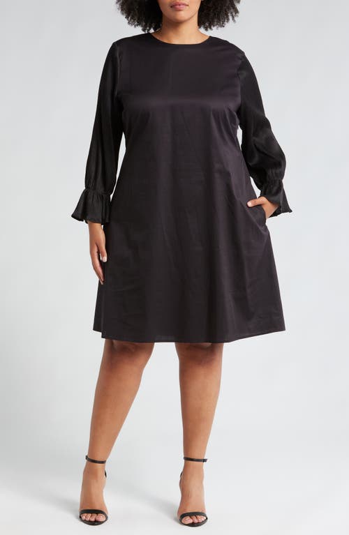 Shop Harshman Thaila Long Sleeve A-line Dress In Black