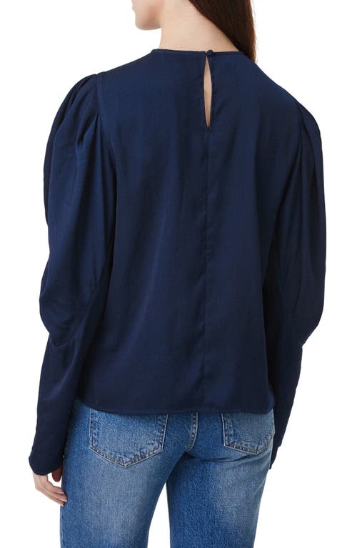 Habitual Puff Shoulder Drape Top In Midnight