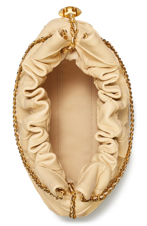 Tory Burch Mini Fleming Hobo Leather Shoulder Bag In Vanilla Soft Serve