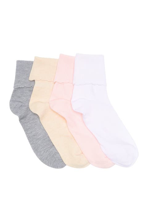 Kids' Scalloped Edge Crew Socks - Pack of 4 (Big Girls)