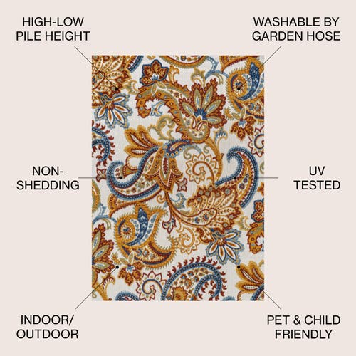 Jonathan Y Gordes Paisley High-low Light Indoor/outdoor Area Rug In Orange/multi