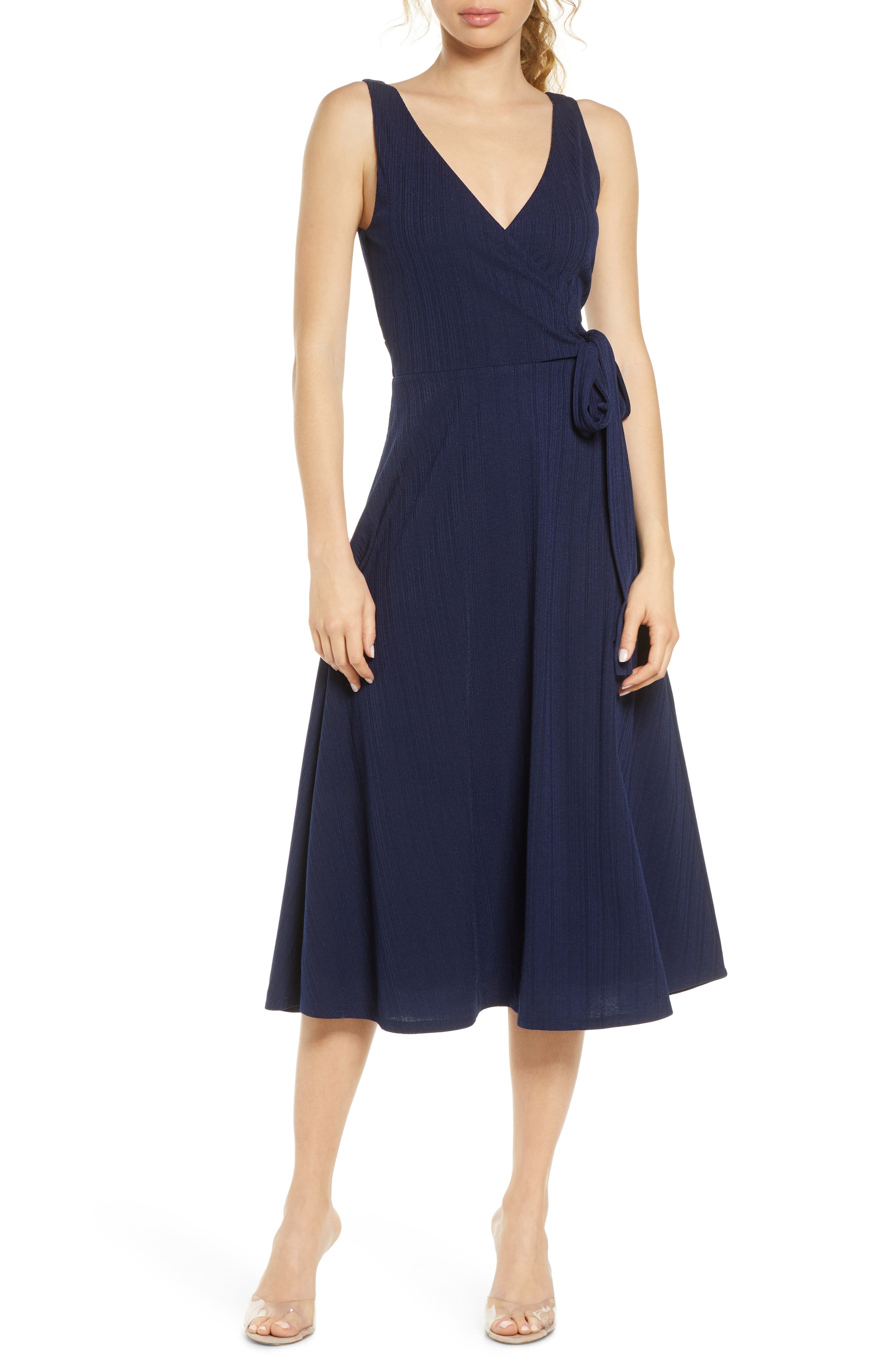 charles henry ruffle tiered wrap dress