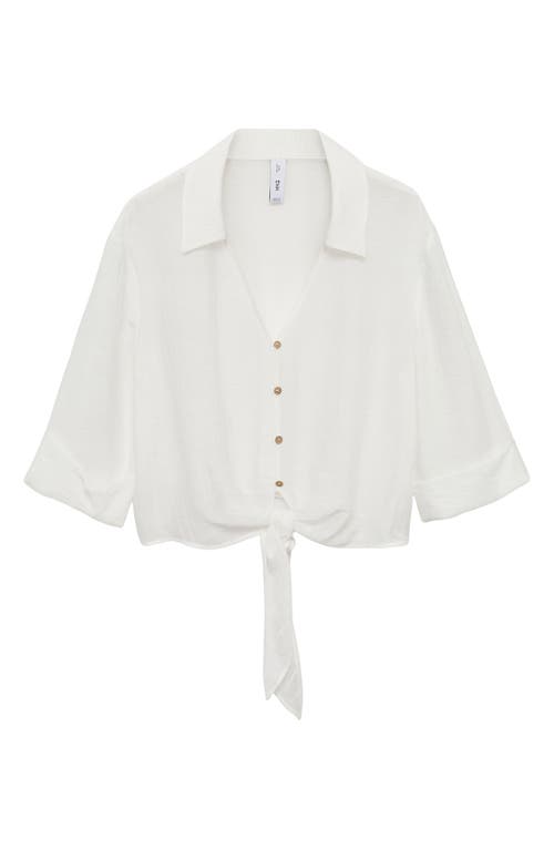 MANGO MANGO FLARE SLEEVE BUTTON-UP TOP