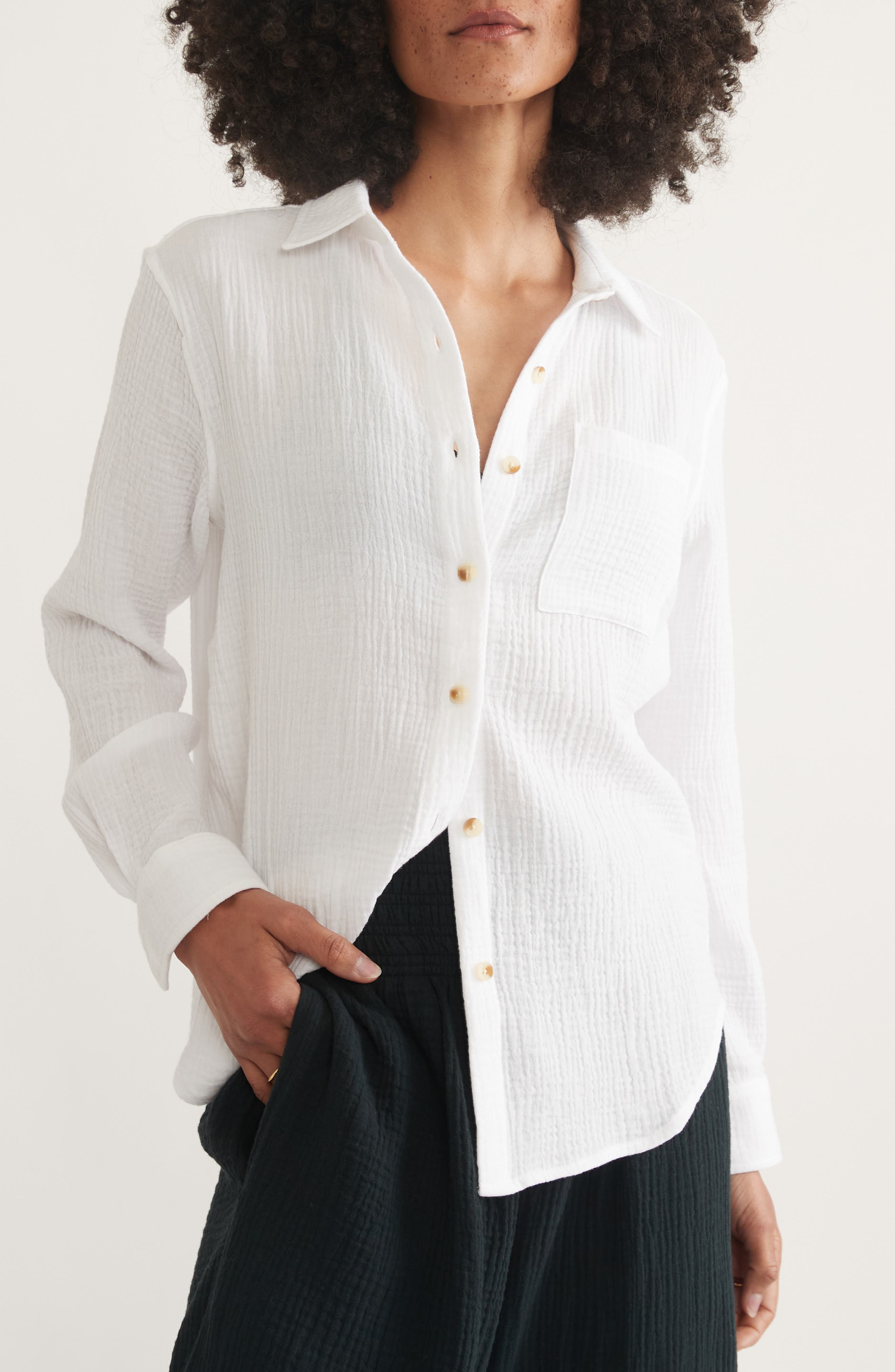 Marine Layer Double Gauze Cotton Button-Up Shirt | Nordstrom