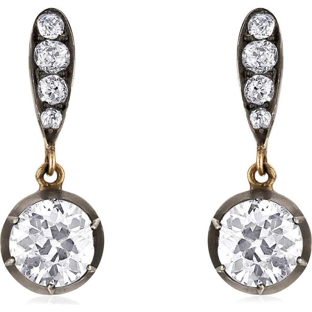 Mindi Mond Old European Drop Earrings In Silver/14k Yellow Gold