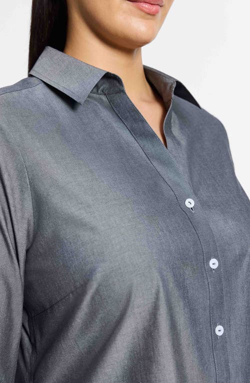 Shop Foxcroft Mary Cotton Button-up Shirt In Charcoal