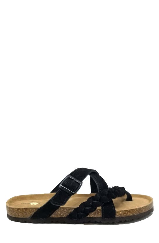 Gaahuu Suede Braided Crisscross Sandal In Black
