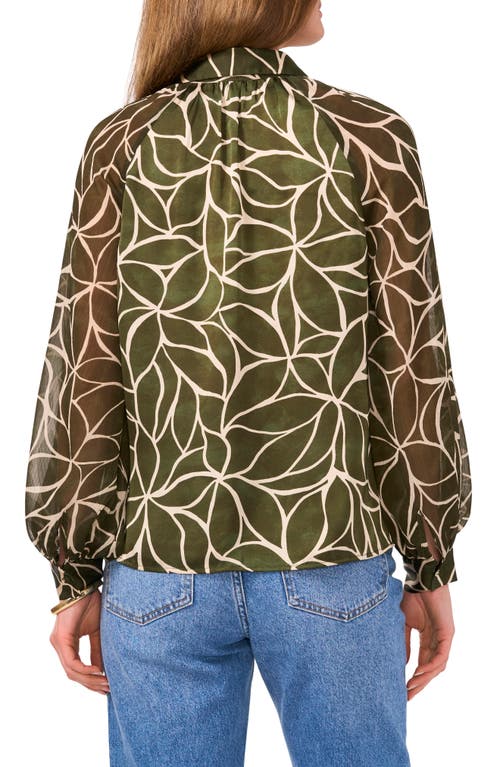 Shop Vince Camuto Floral Long Sleeve Georgette Top In Military Green