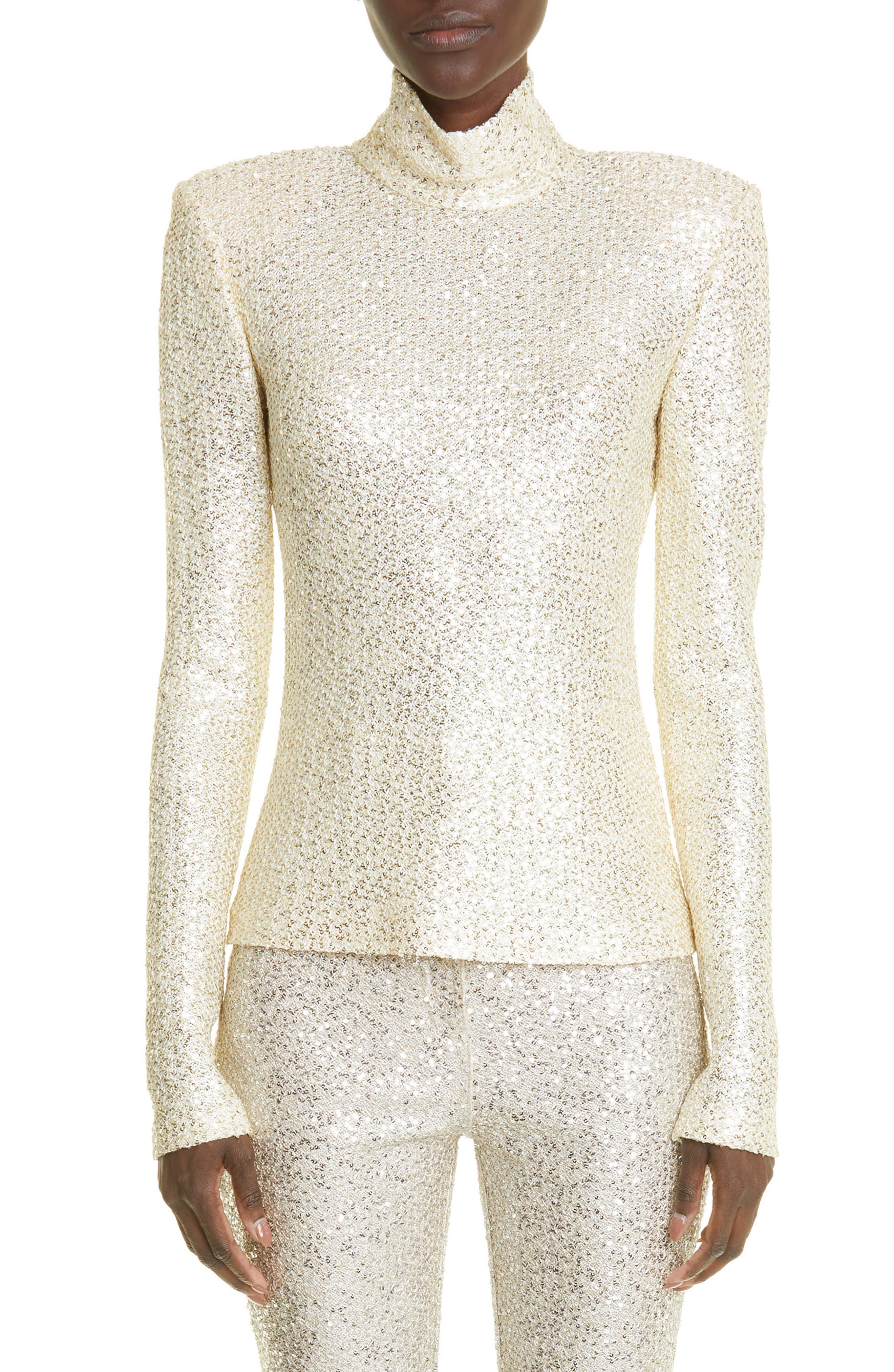 sequin mock turtleneck