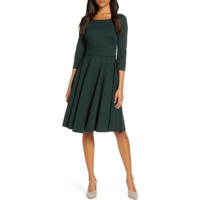 Harper Rose Pleated Fit & Flare Dress, Green