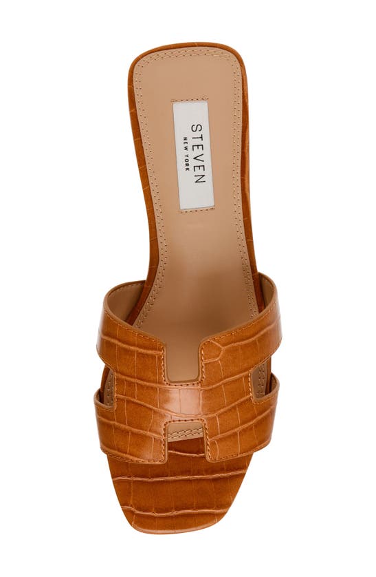 Shop Steven New York Hutchy Croc Embossed Sandal In Cognac
