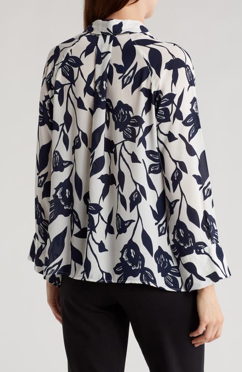 Shop Chenault Floral Button-up Shirt In Navy/white