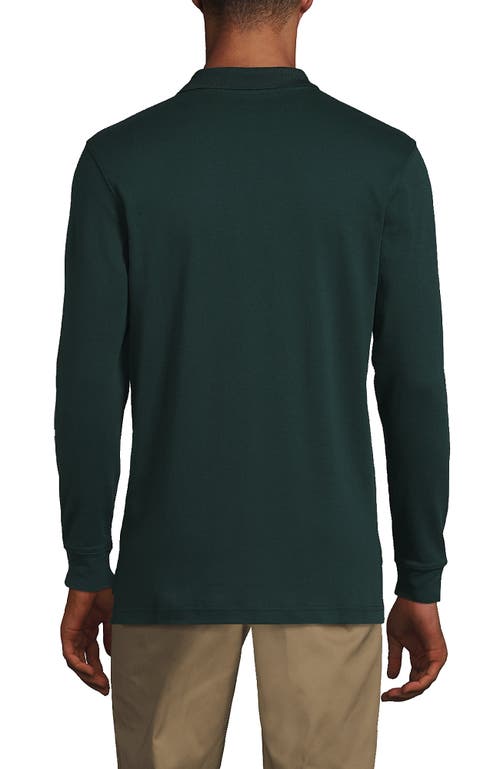 Shop Lands' End School Uniform  Long Sleeve Interlock Polo Shirt In Evergreen