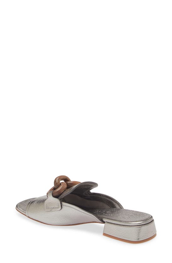 Pedro Garcia Enna Slide Sandal In Steel Petitgrain Lame