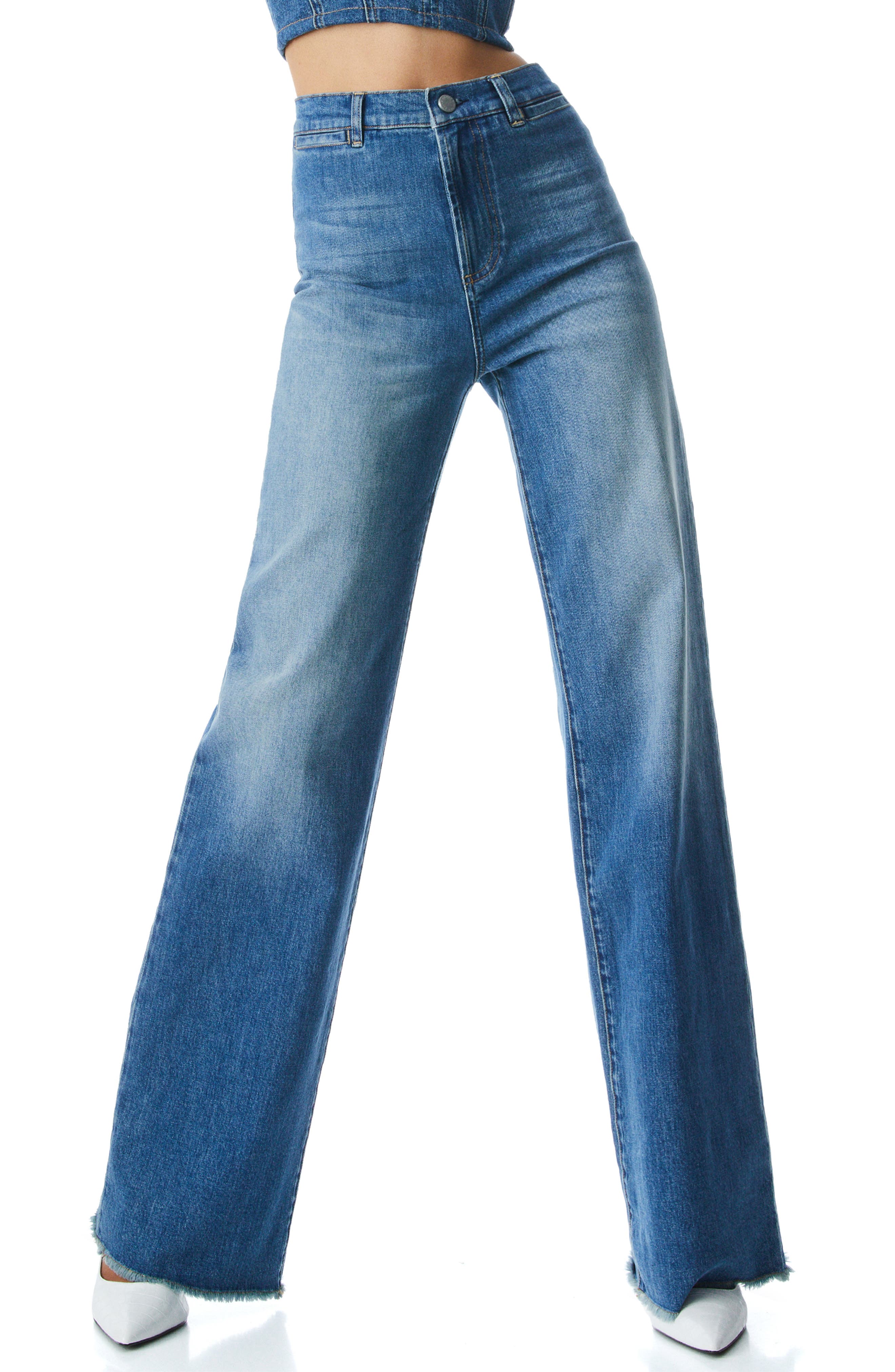 Alice + Olivia Gorgeous Coin Pocket Flare Jeans in Best Intentions at Nordstrom