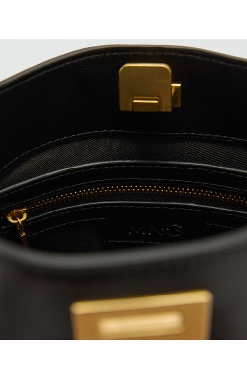 Shop Mango Mini Faux Leather Shopper Bag In Black