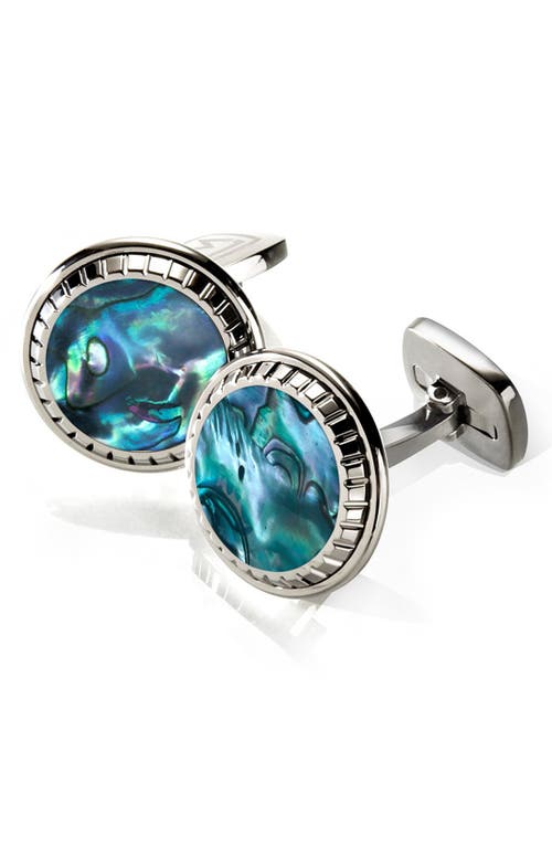 M Clip M-clip® Abalone Cuff Links In Stainless Steel/green