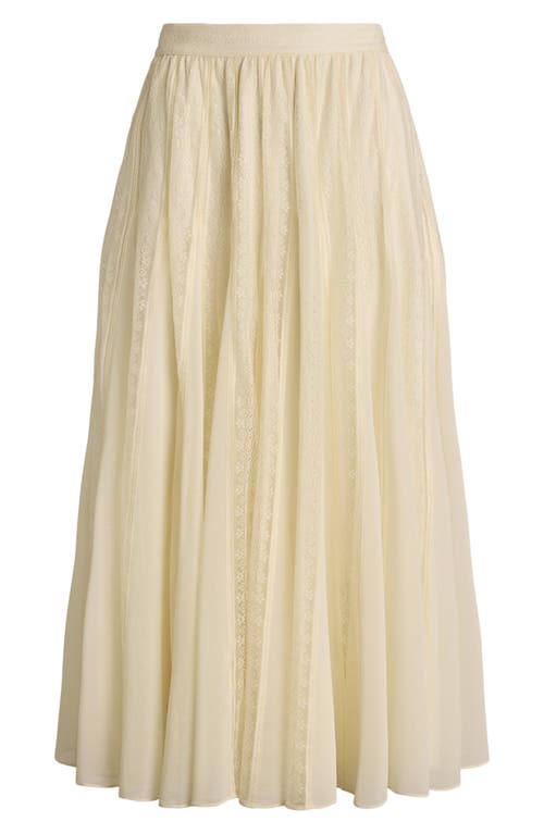 Shop Lauren Ralph Lauren Lace & Chiffon Midi Skirt In Mascarpone Cream