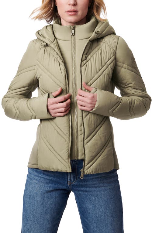 Shop Bernardo Hooded Puffer Jacket With Bib In Sage