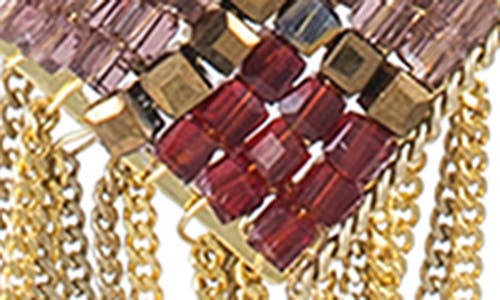 Shop Jardin Beaded Fringe Pendant Layered Necklace In Red/gold