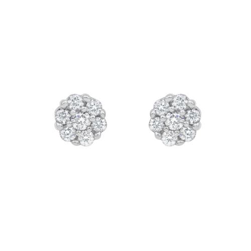 Shop Luvmyjewelry Velvet 14k White Gold Flower Cluster Diamond Unisex Earrings