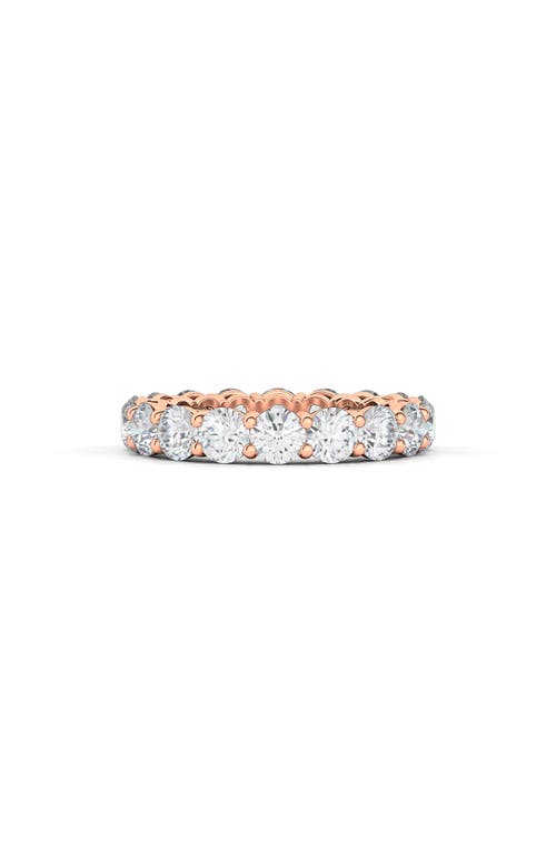 Round Cut Lab Created Diamond 18K Gold Eternity Band Ring in Rose Gold