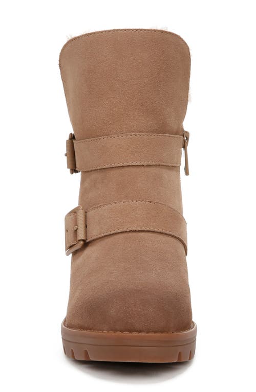 Naturalizer Verney Water Repellent Faux Fur Lined Platform Moto Bootie In Camel Brown