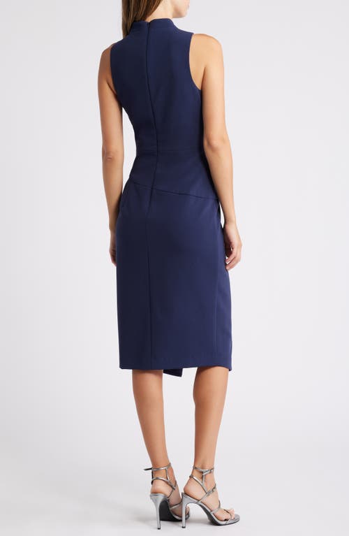 Shop Black Halo Juma Sleeveless Sheath Midi Dress In Pacific Blue