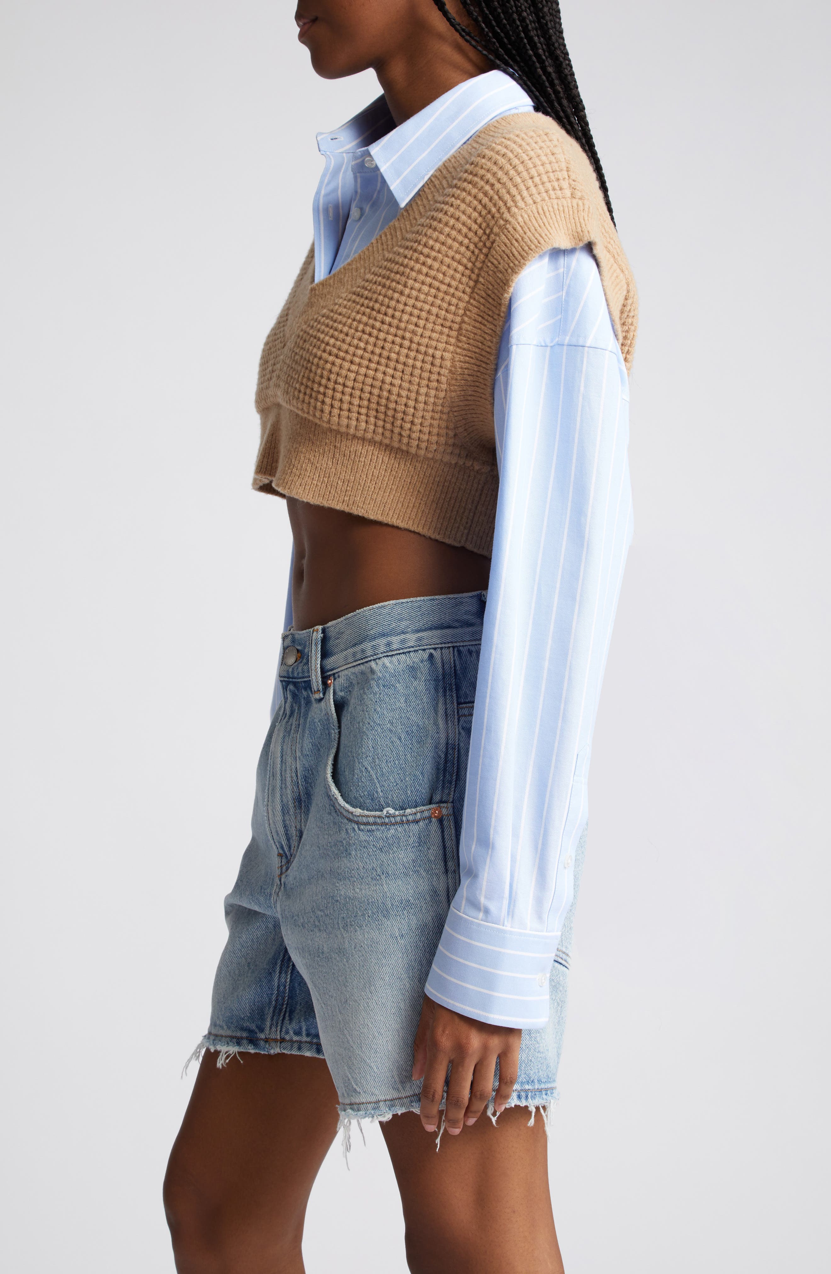 Alexander Wang Layered Mixed Media Crop Top Nordstrom