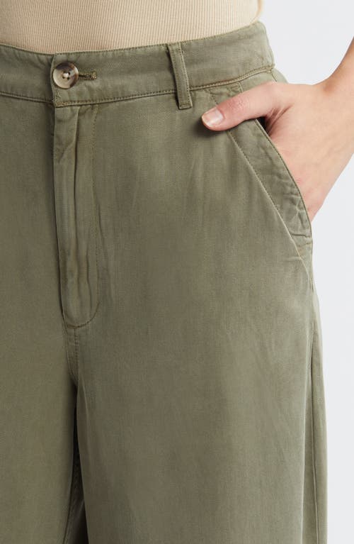 Shop Treasure & Bond Flat Front Straight Leg Pants In Olive Kalamata