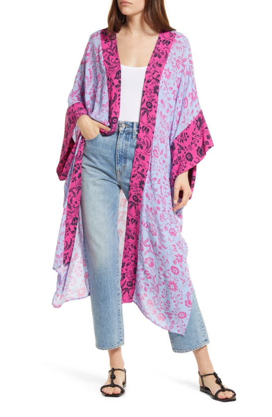 Treasure & Bond Border Print Duster In Pink Embossed Sprigs