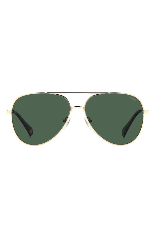 Polaroid 60mm Polarized Aviator Sunglasses In Gold/green Polarized