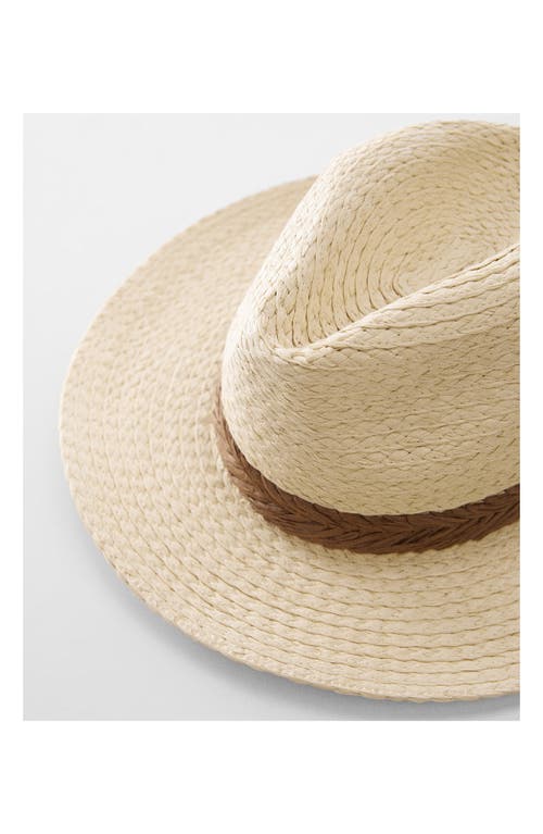 Shop Mango Braided Straw Fedora In Beige