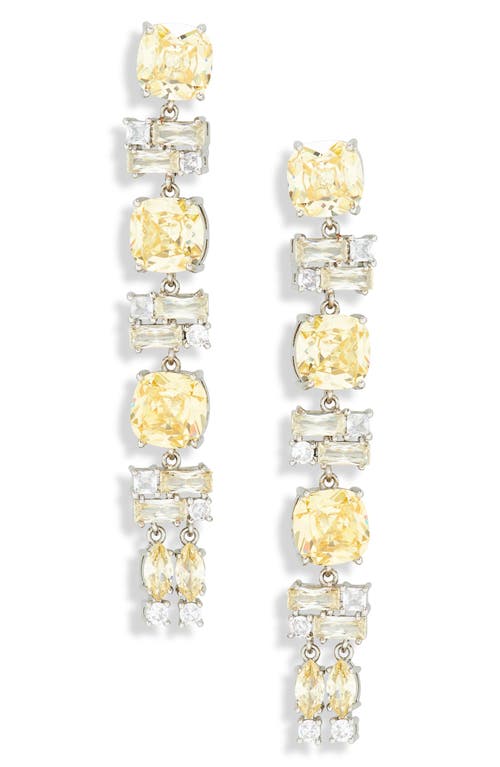 Shop Rabanne Cubic Zirconia Linear Drop Earrings In Silver/jonquil