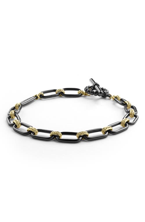 LAGOS Signature Caviar Ceramic Link Bracelet in Black/Gold at Nordstrom