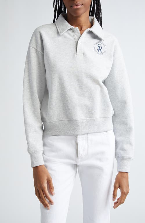 Long Sleeve Crop Polo Sweatshirt in Heather Gray